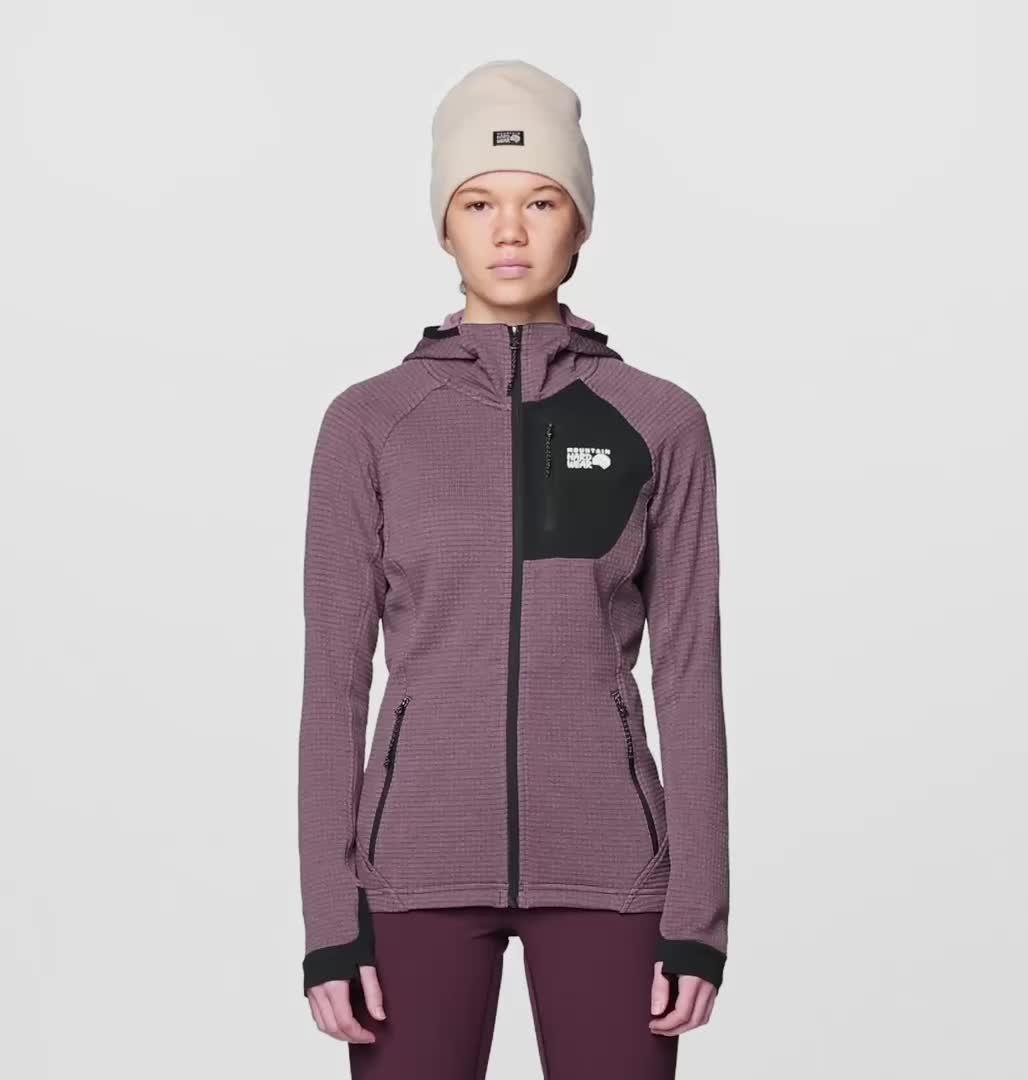 Women's Polartec® Power Grid Full Zip Hoody, Color: Blackberry Heather, Black
