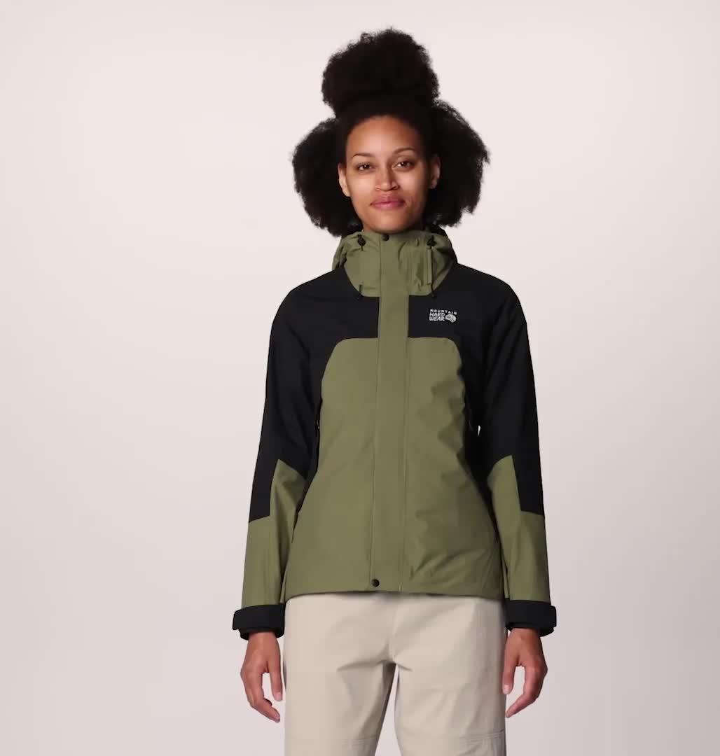 Women's Dry Times Hooded Jacket, Color: Mission Olive, Black