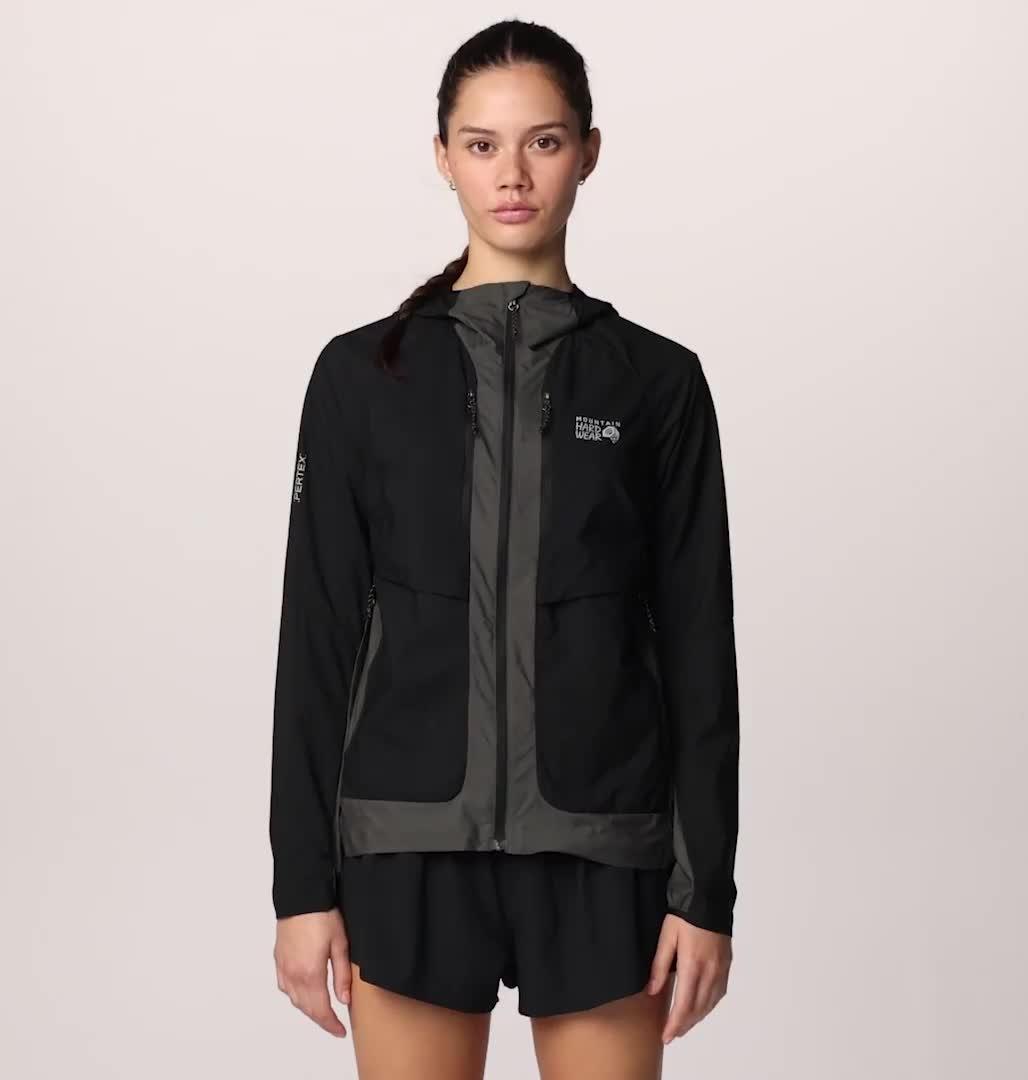 Women's Kor AirShell Hybrid Hooded Jacket, Color: Black, Volcanic
