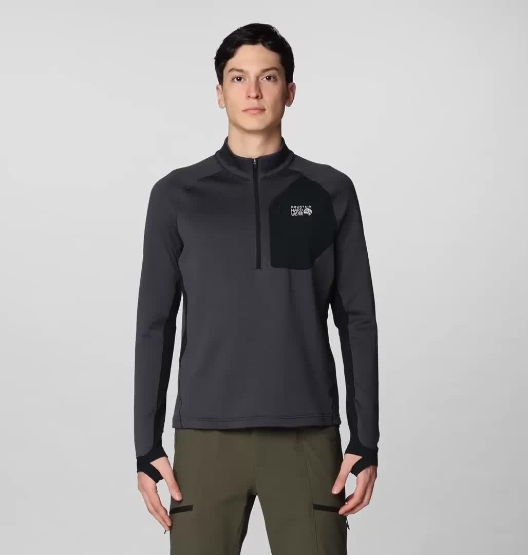 Men's Up First Tech Fleece Quarter Zip, Color: Shark Heather, Black