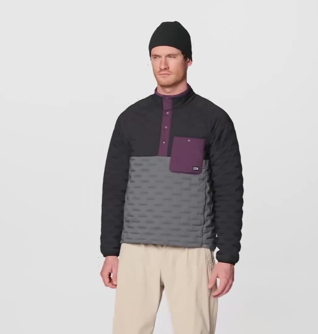 Men's Stretchdown Light Snap Neck, Color: Foil Grey, Black, Dusty Purple