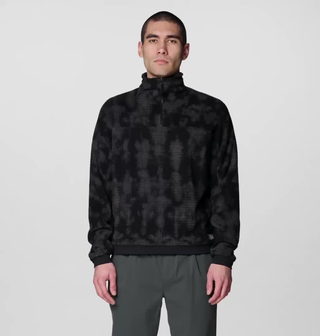 Men's Summit Grid Big Grid Half Zip, Color: Black Shadowdye Print