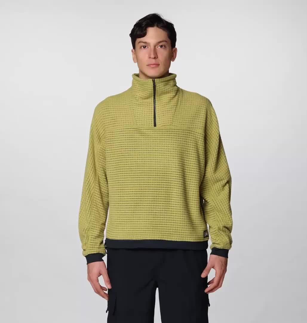 Men's Summit Grid Big Grid Half Zip, Color: Forest Moss