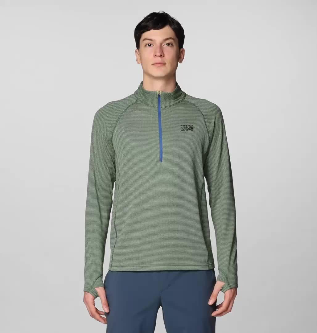 Men's Crater Lake Heavyweight Half Zip, Color: Forest Moss, Berry Blue