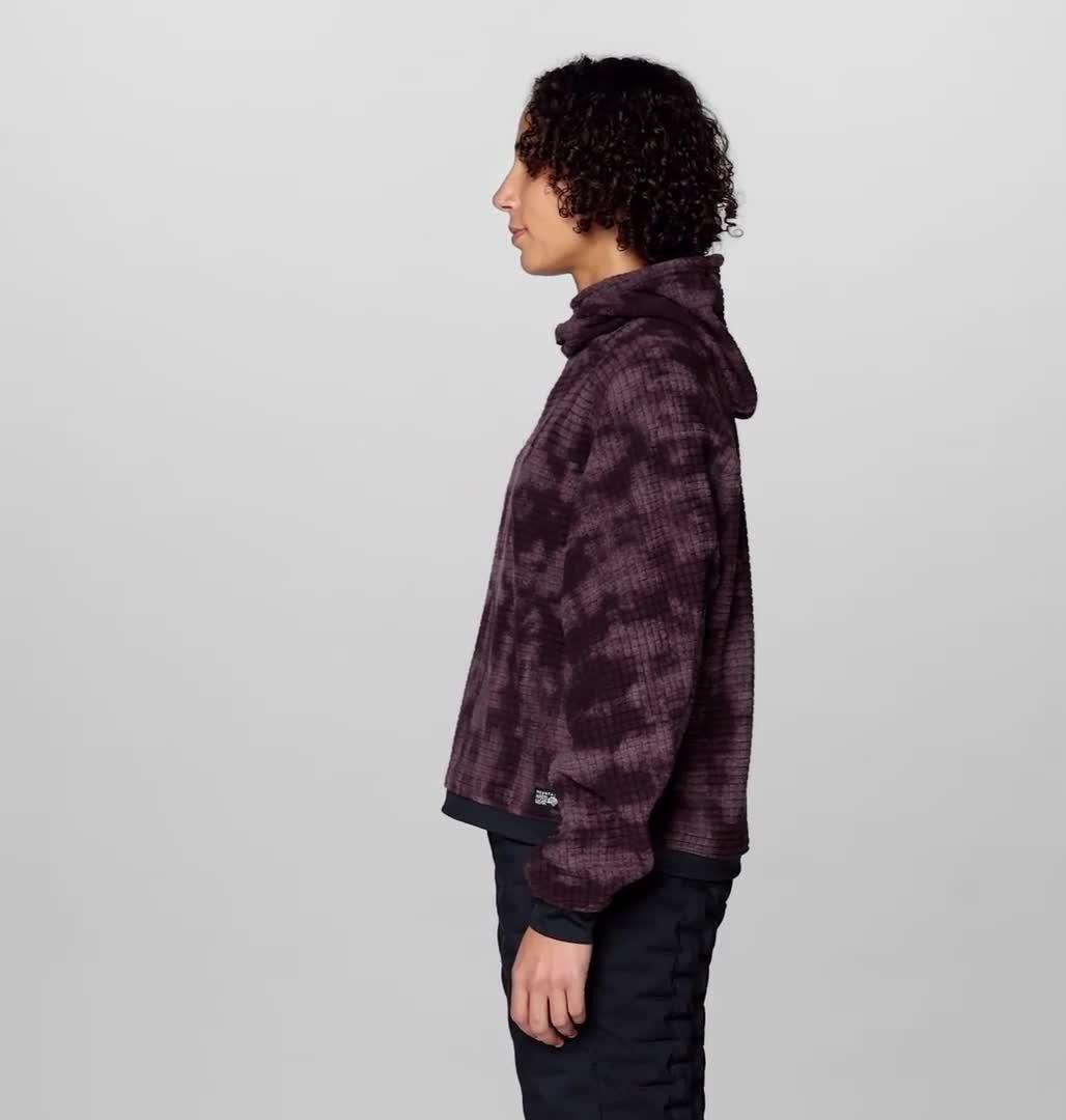 Women's Summit Grid Big Grid Hoody, Color: Deep Mulberry Shadowdye Print