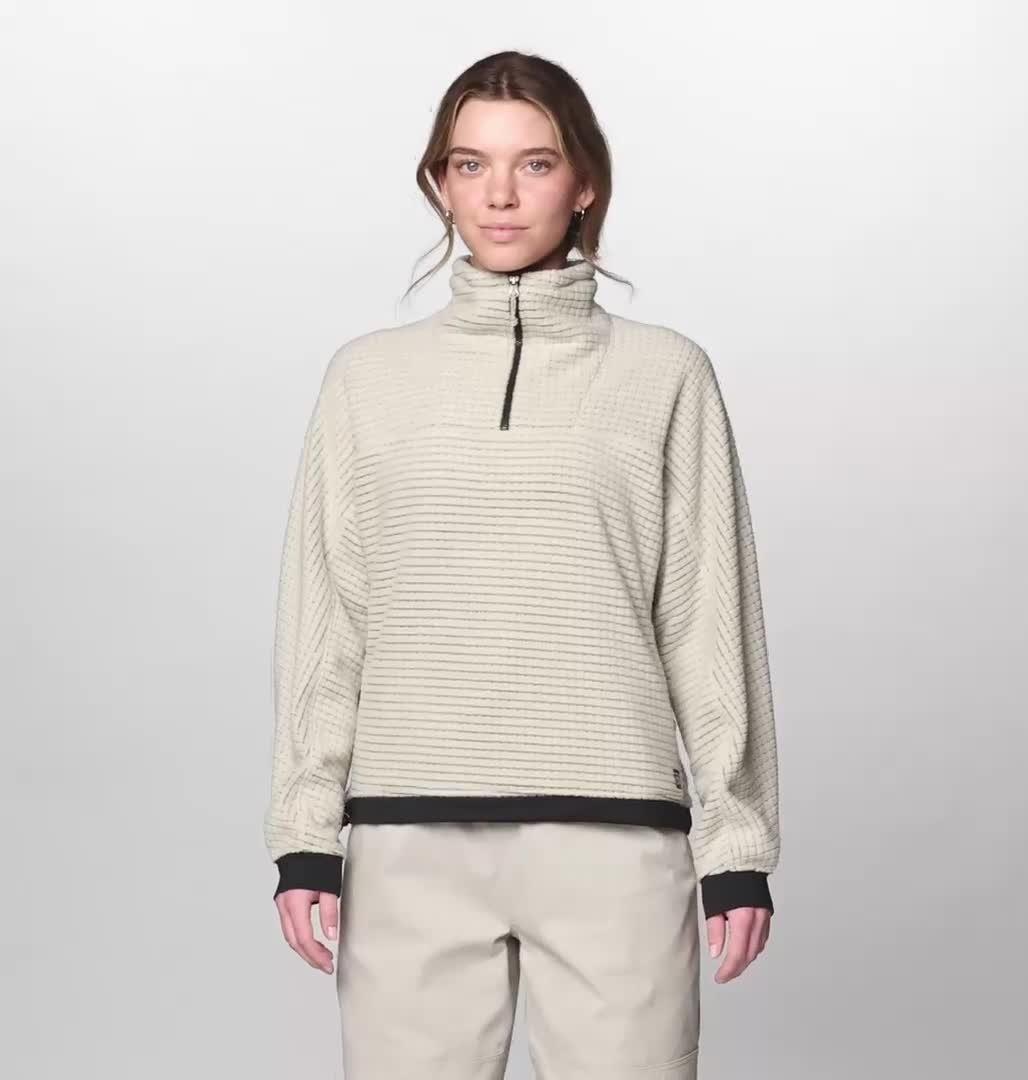 Women's Summit Grid Big Grid Half Zip, Color: Fossil