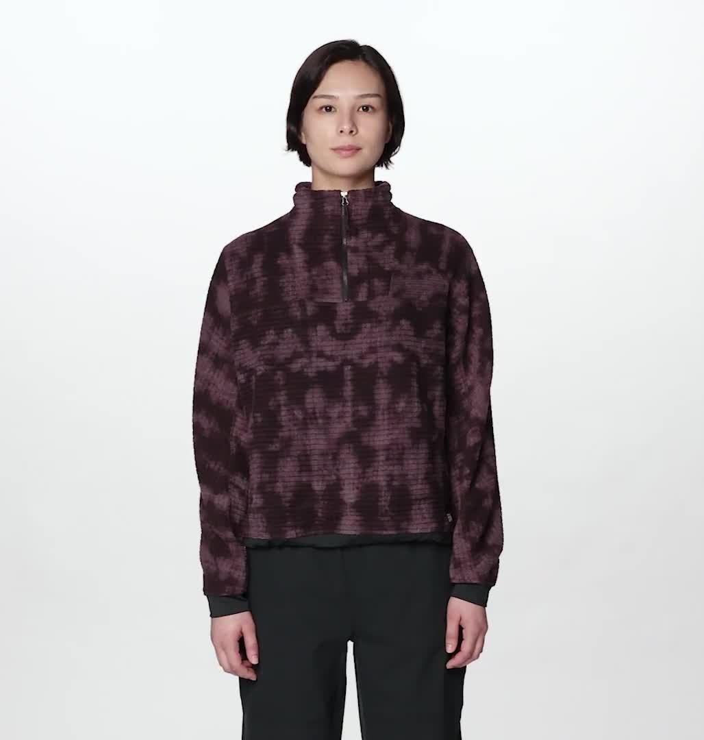 Women's Summit Grid Big Grid Half Zip, Color: Deep Mulberry Shadowdye Print