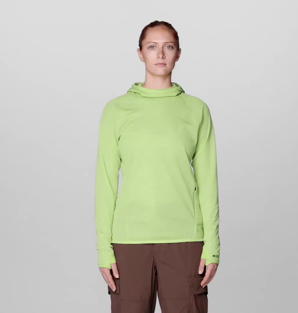 Women's AirMesh Long Sleeve Hoody, Color: Bright Lichen