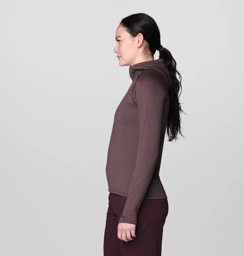 Women's Crater Lake Heavyweight Half Zip Hoody, Color: Deep Mulberry, Carob