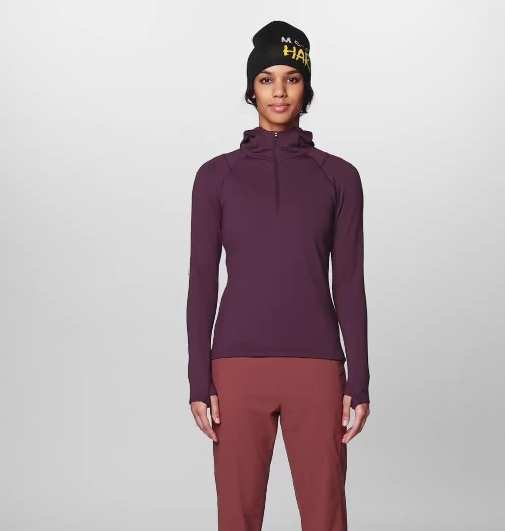 Women's Crater Lake Heavyweight Half Zip Hoody, Color: Blackberry