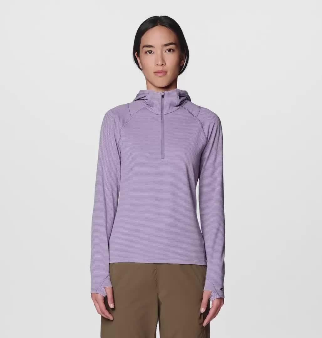 Women's Crater Lake Heavyweight Half Zip Hoody, Color: Violet Stone, Atmospheric