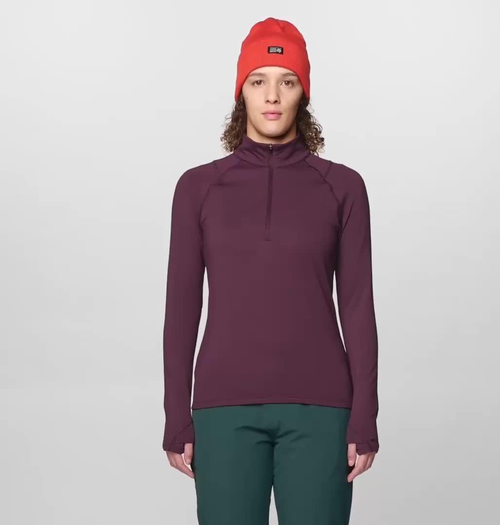 Women's Crater Lake Heavyweight Half Zip, Color: Blackberry