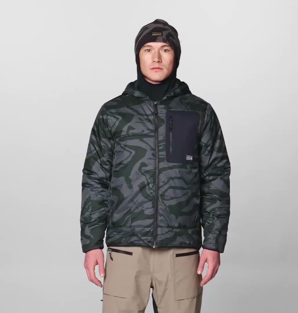 Men's Après Pro Insulated Hooded Jacket, Color: Volcanic Rockstrata, Black