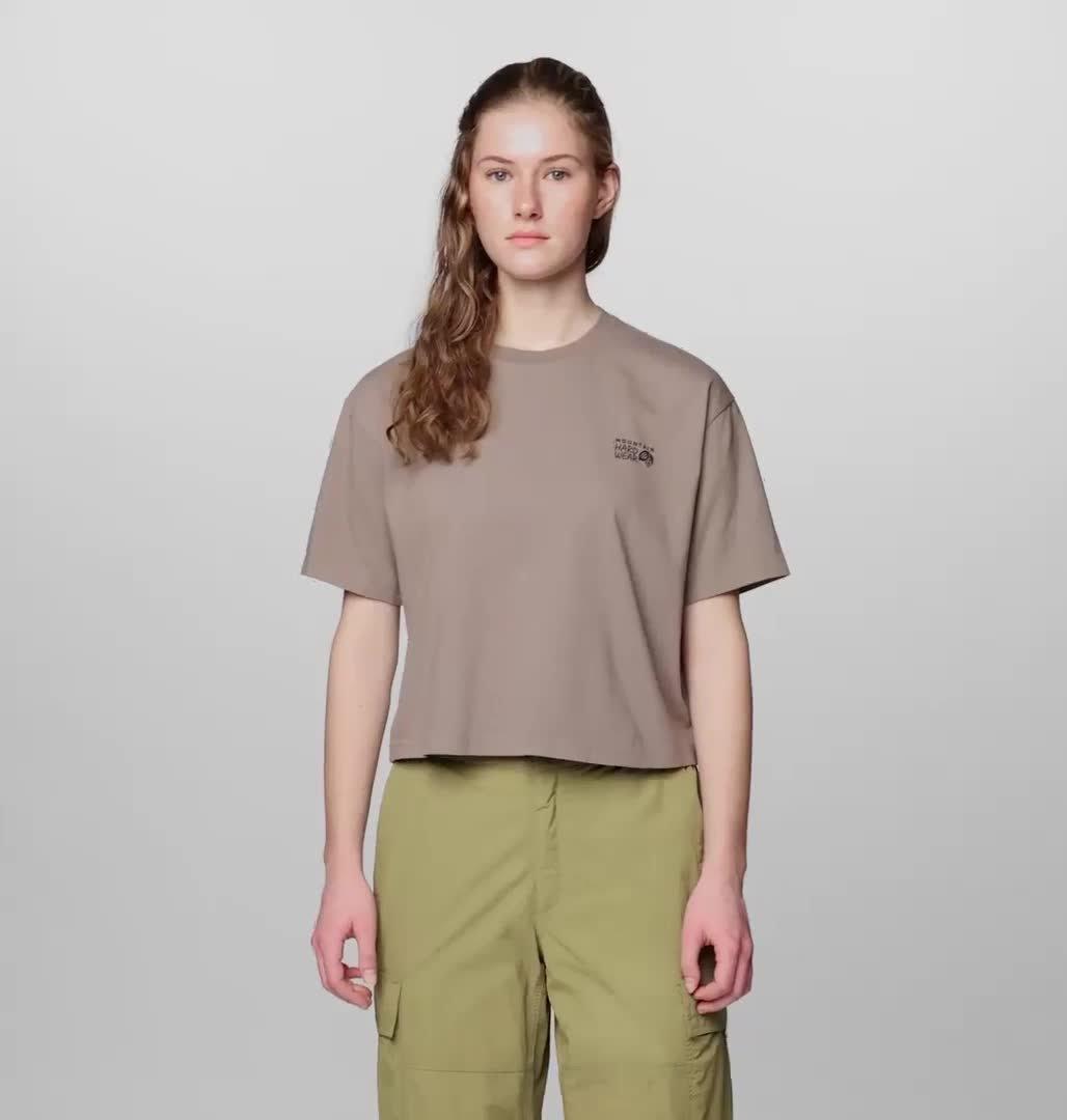 Women's MHW Box Logo Boxy Crop Short Sleeve, Color: Wild Taupe