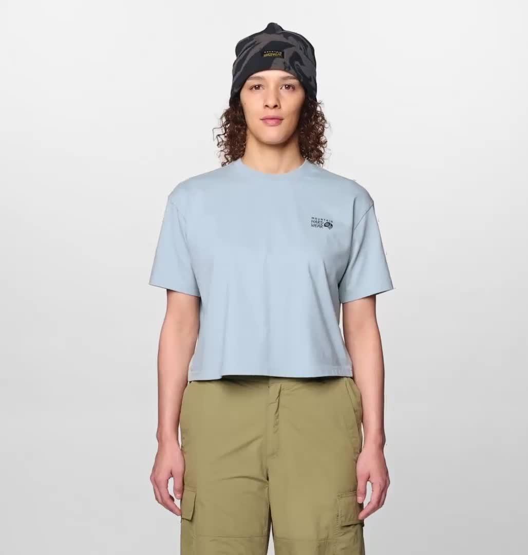Women's MHW Box Logo Boxy Crop Short Sleeve, Color: Ice Shadow