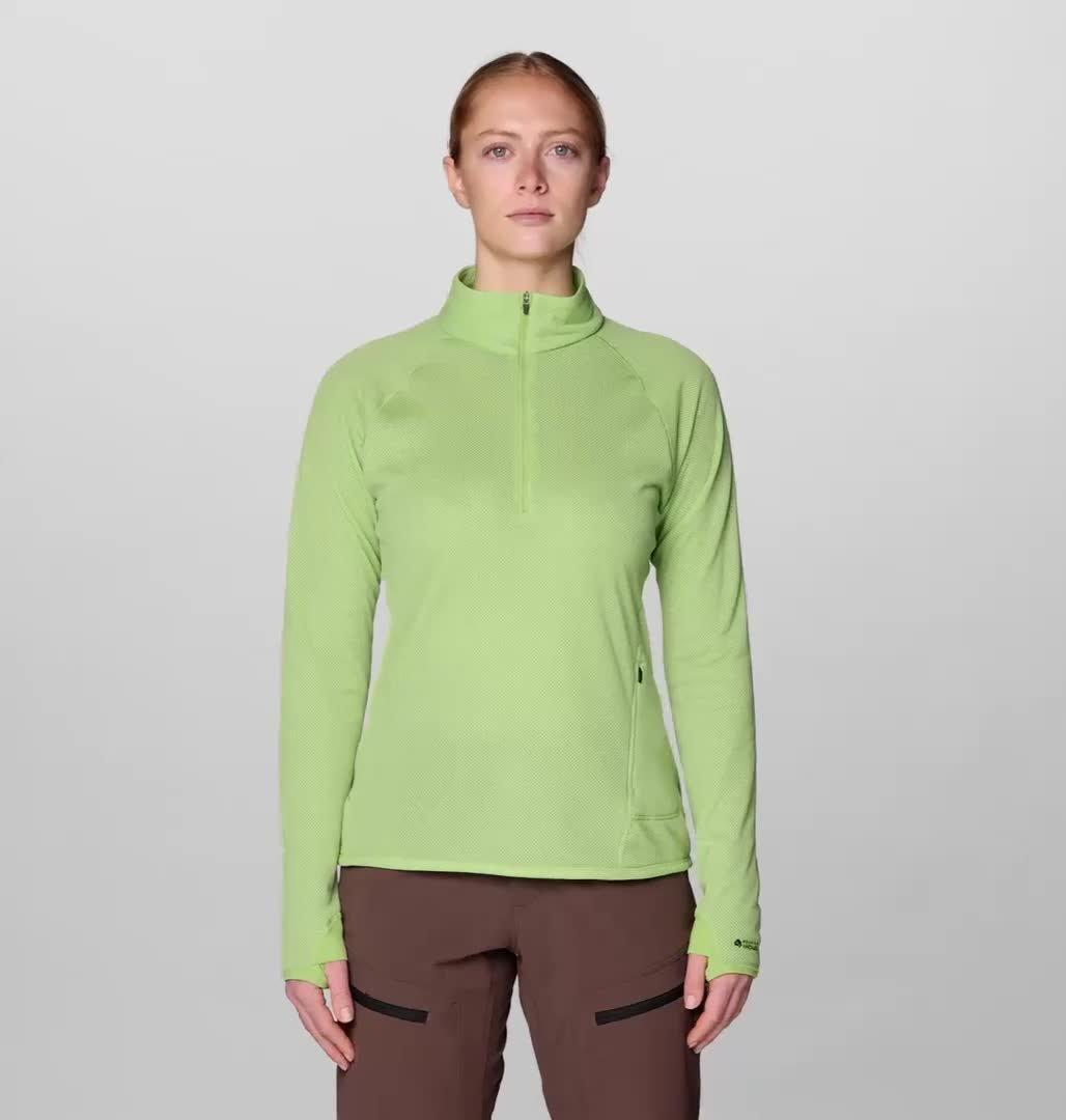 Women's AirMesh Half Zip, Color: Bright Lichen