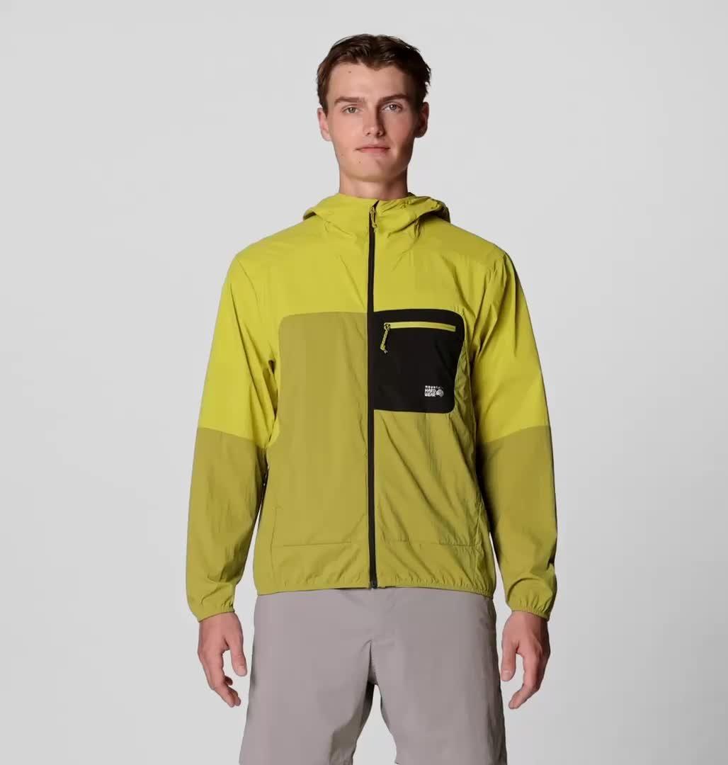 Men's Wind Veil Hooded Jacket, Color: Bright Fatigue, Lucky Chard