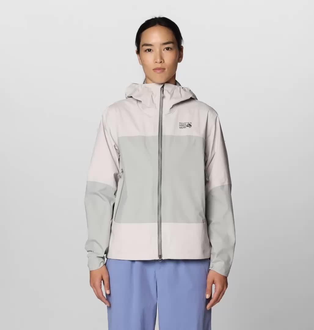 Women's Cloud Cipher Hooded Jacket, Color: City Fog, Half Moon Grey