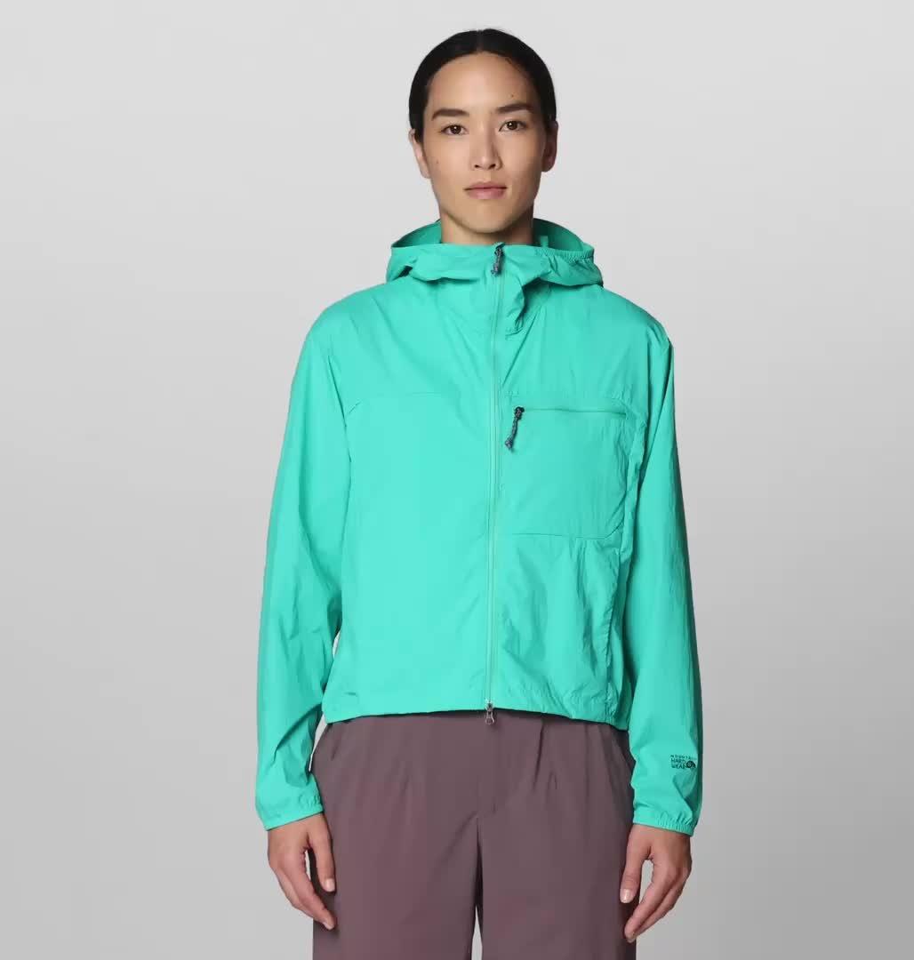 Women's Wind Veil Hooded Jacket, Color: Aqua Marina