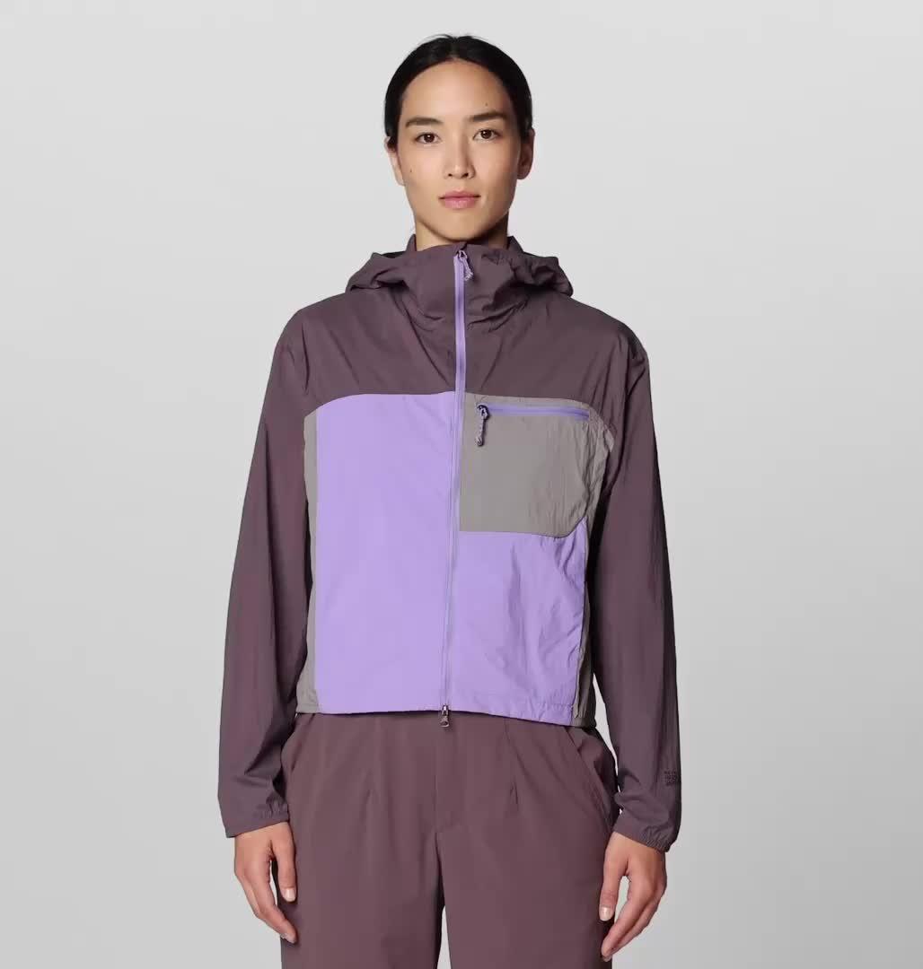 Women's Wind Veil Hooded Jacket, Color: Purple Sage, Harbor Violet, Approaching 