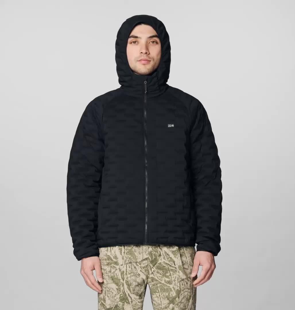 Men's StretchDown Light Hooded Jacket, Color: Black