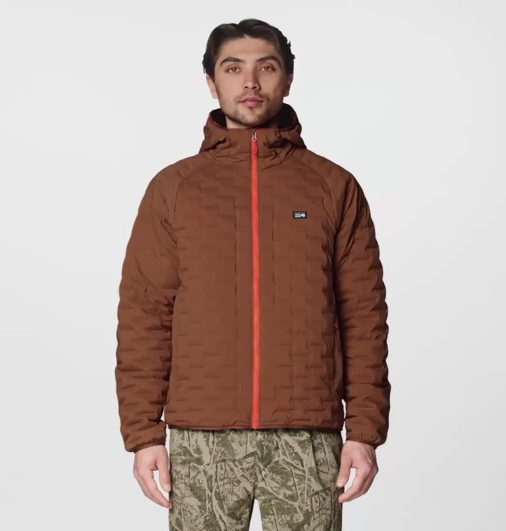 Men's StretchDown Light Hooded Jacket, Color: Morel