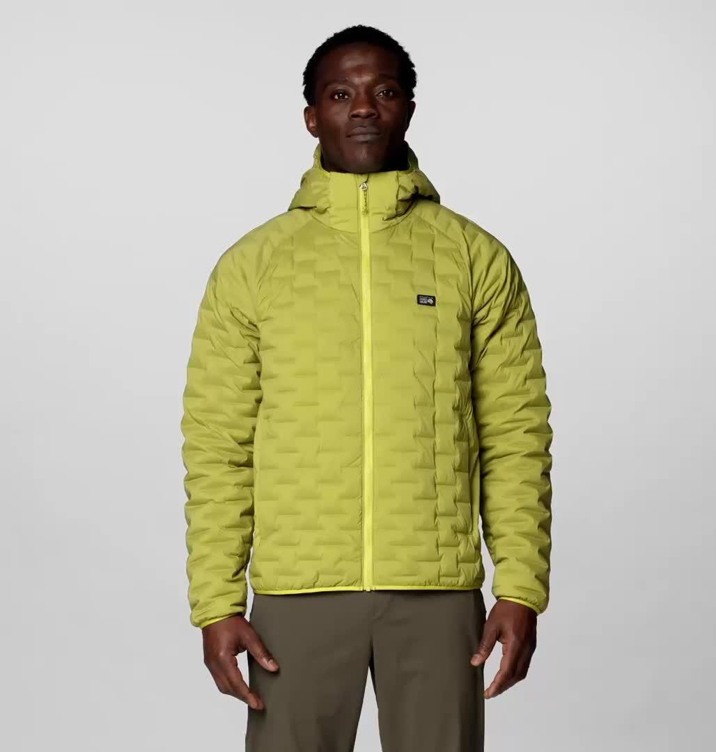 Men's StretchDown Light Hooded Jacket, Color: Bright Fatigue