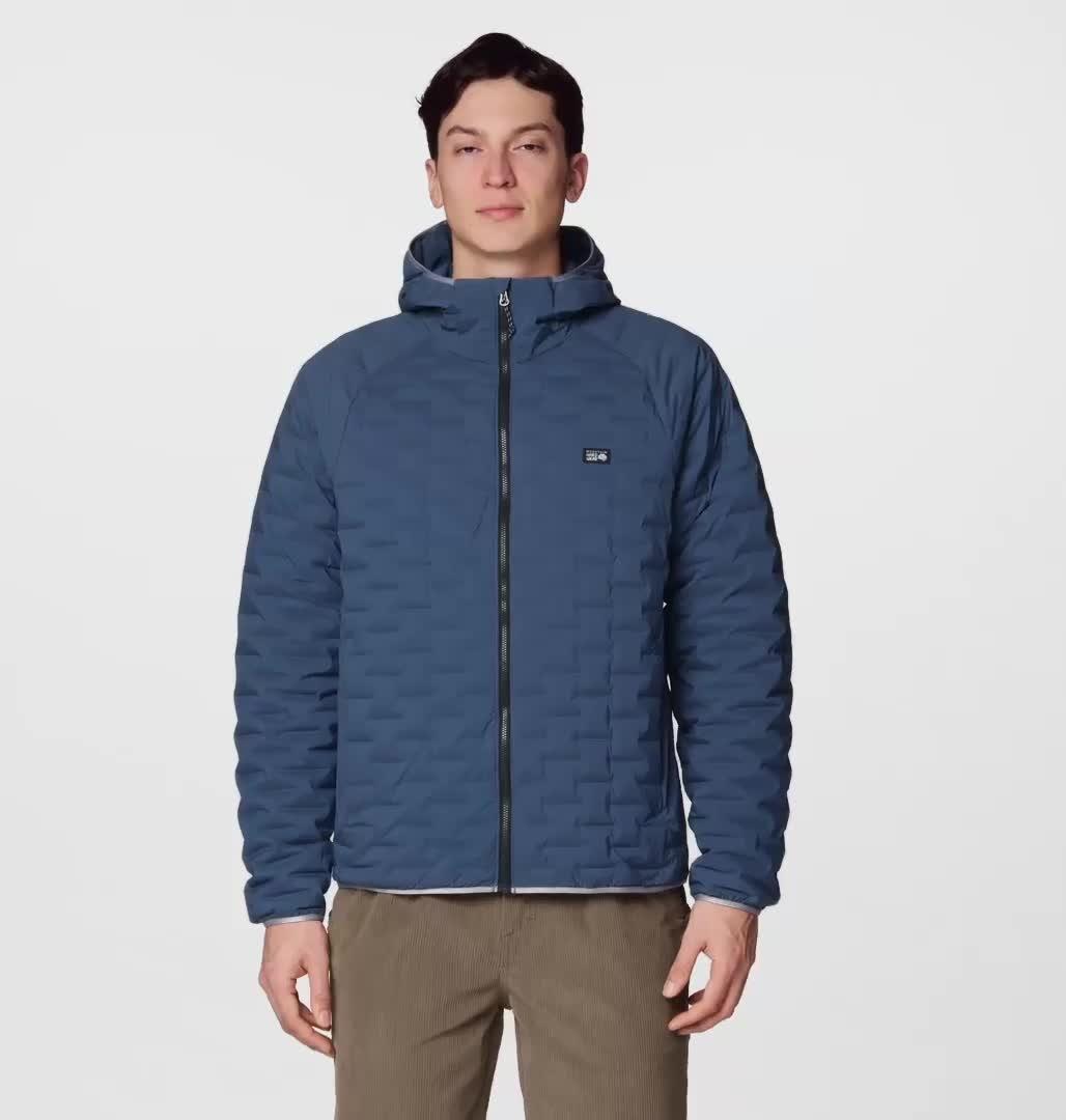 Men's StretchDown Light Hooded Jacket, Color: Astral Blue