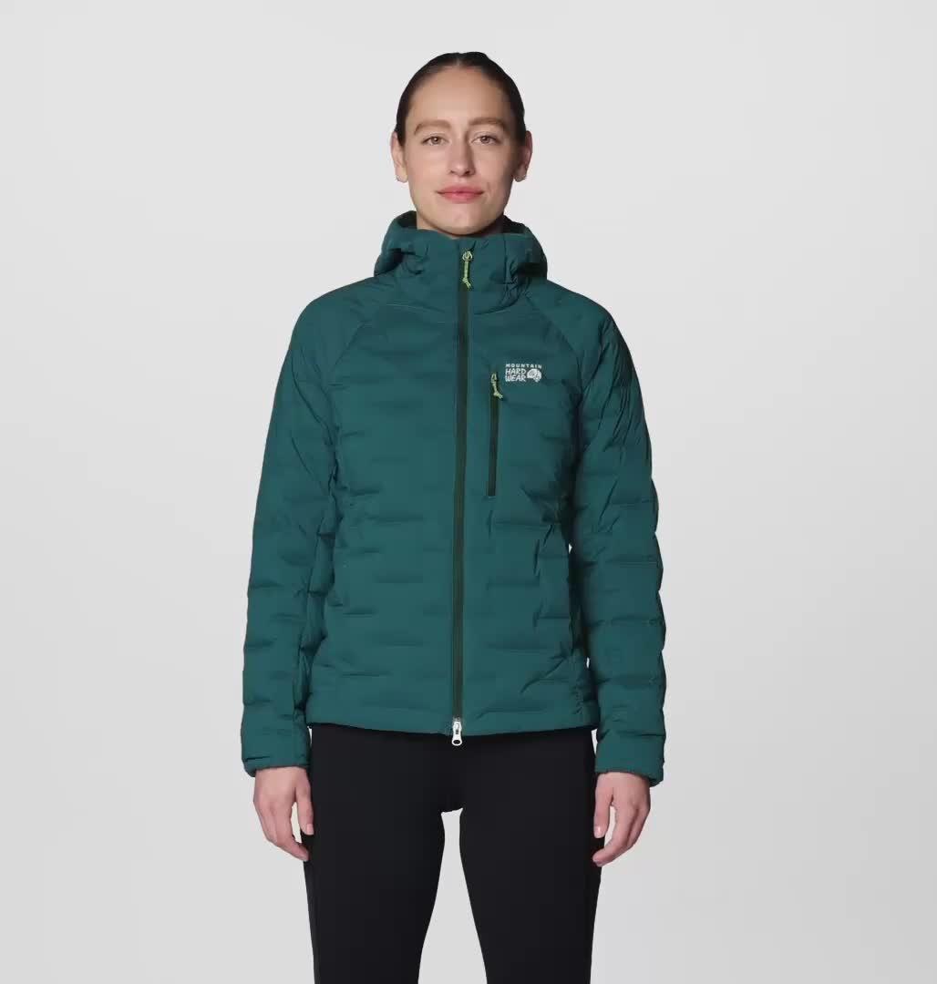 Women's StretchDown Hooded Jacket, Color: Aqua Green