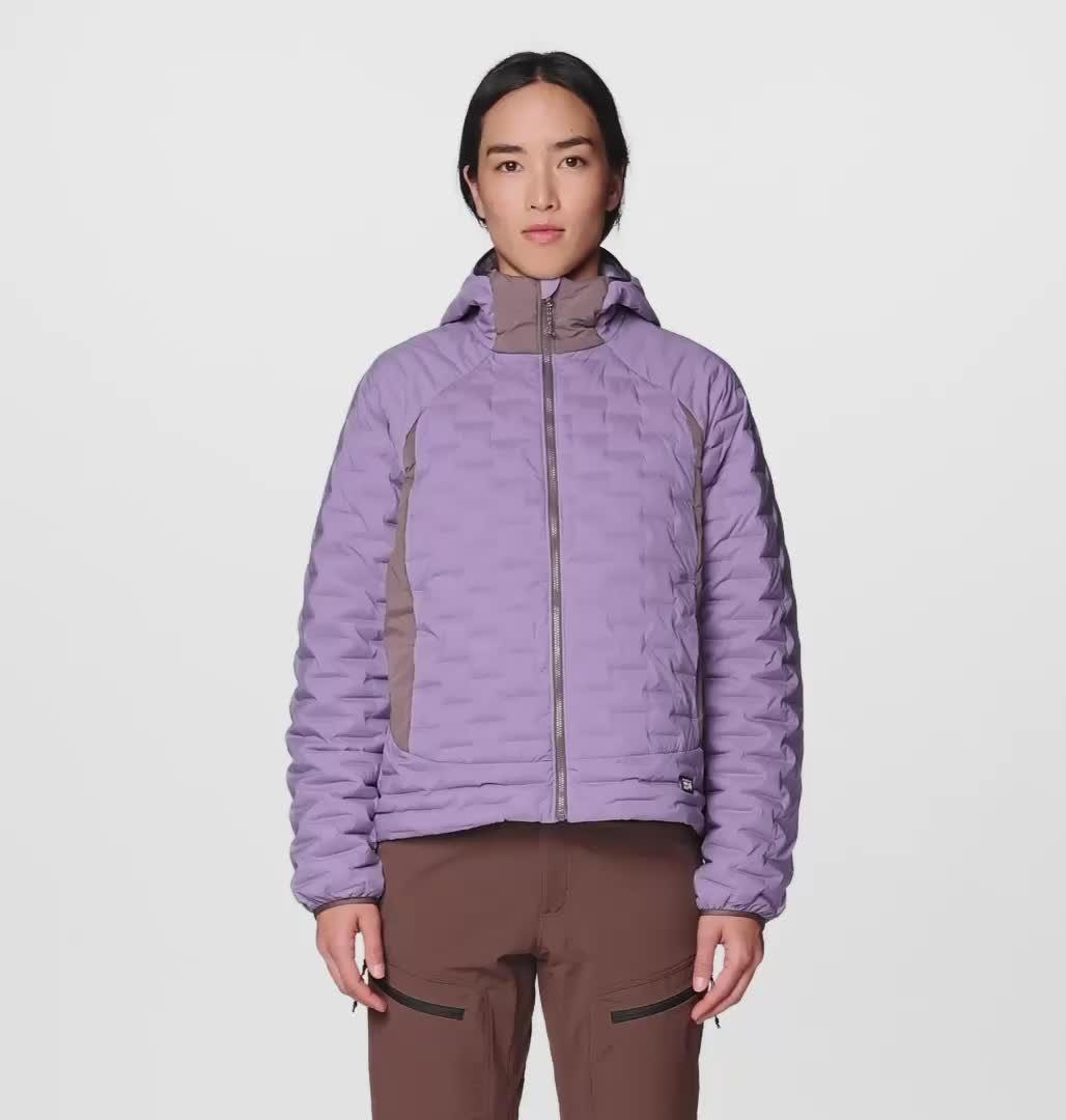 Women's StretchDown Light Hooded Jacket, Color: Violet Stone, Purple Sage