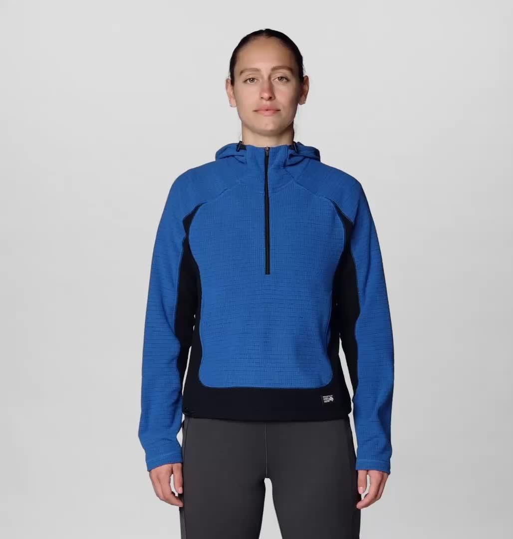 Women's Summit Grid Half Zip Hoody, Color: Berry Blue, Black