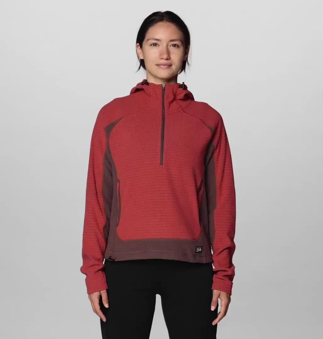 Women's Summit Grid Half Zip Hoody, Color: Mars Red, Carob