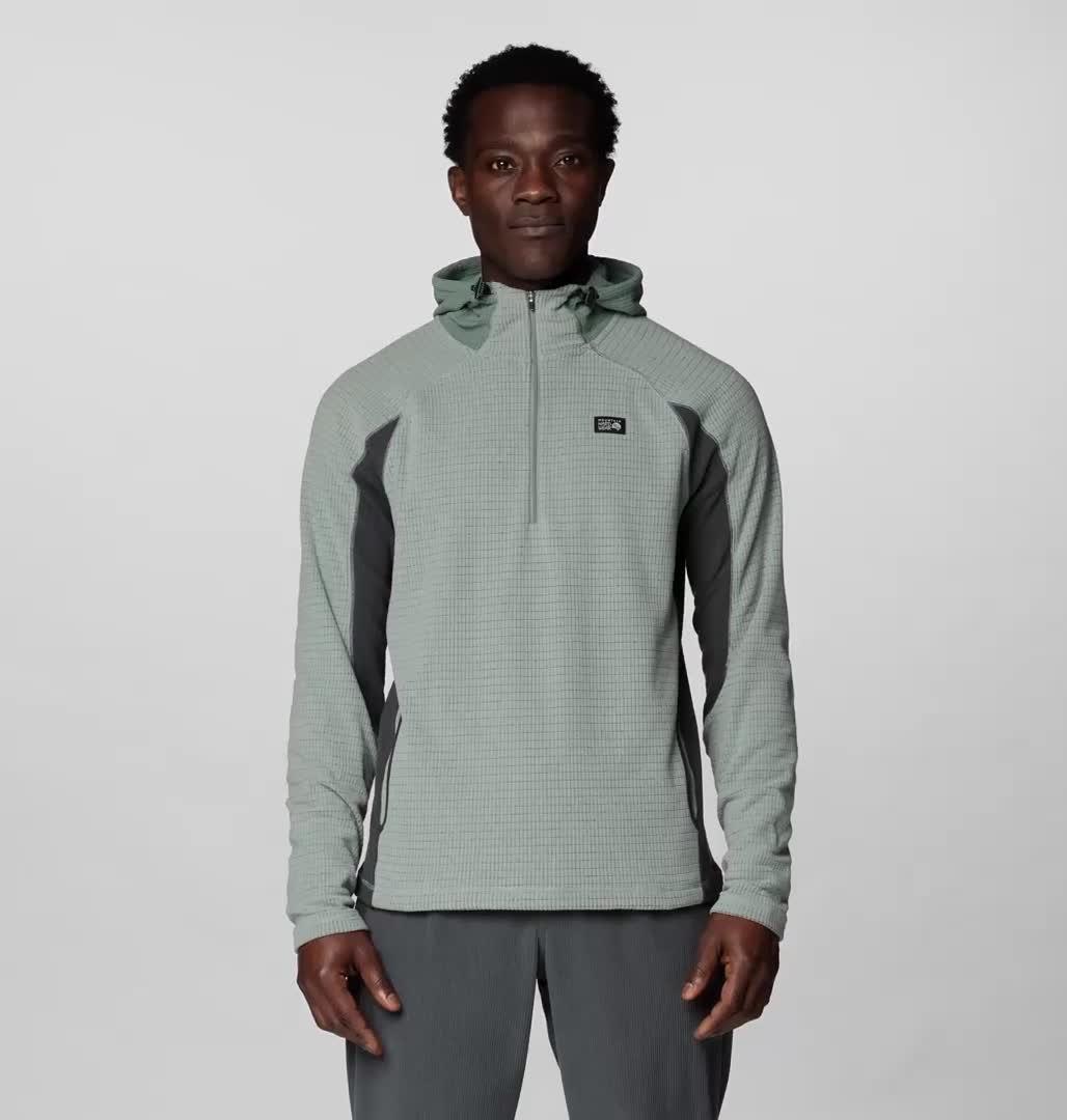 Men's Summit Grid Zip Hoody, Color: Wet Stone