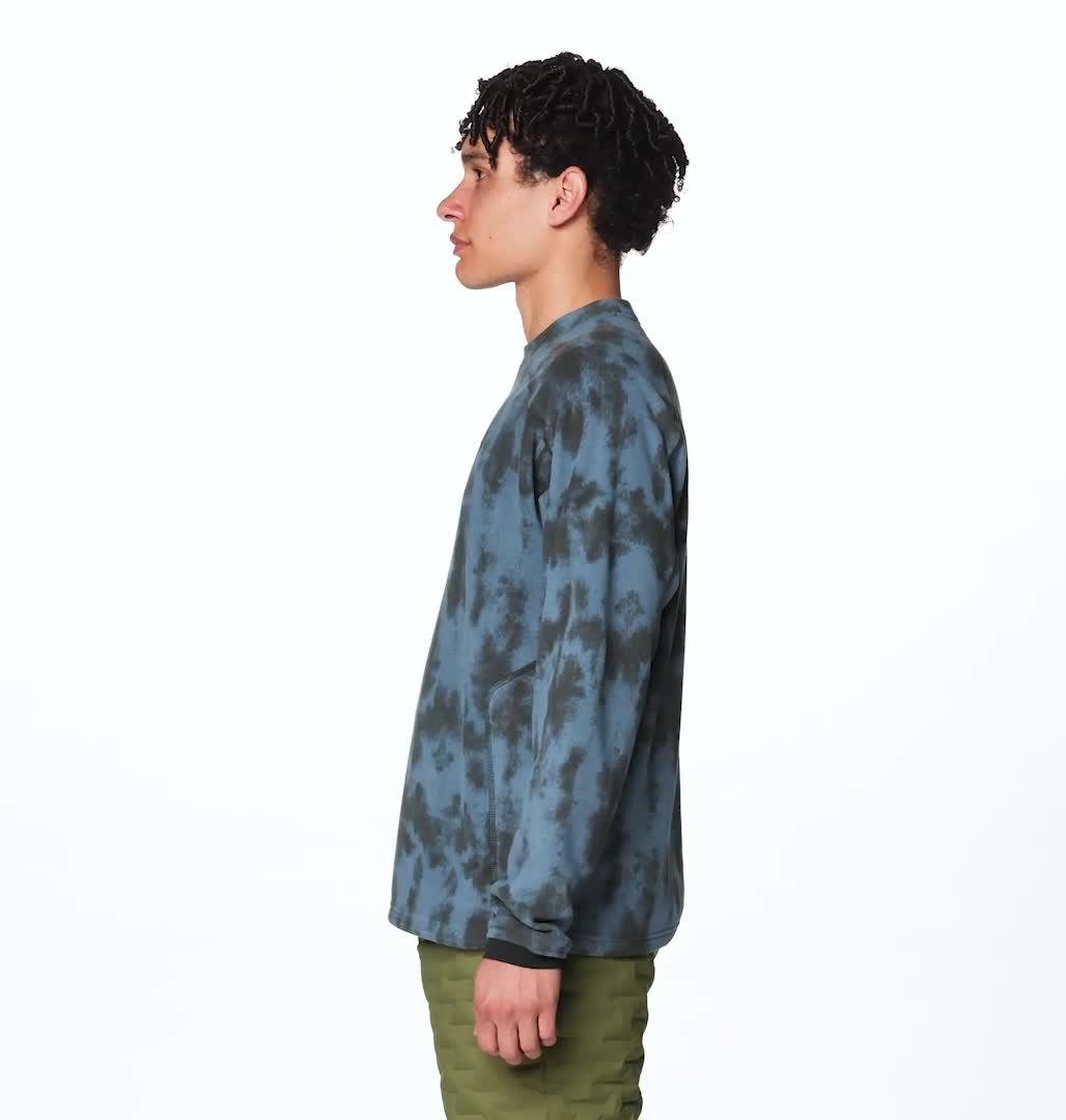 Men's Microchill Pullover Crew, Color: Adriatic Blue Shadowdye Print