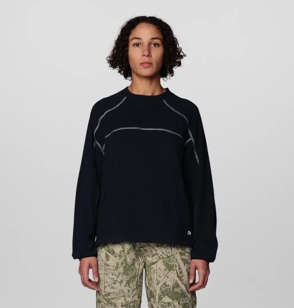 Women's Microchill Pullover Crew, Color: Black