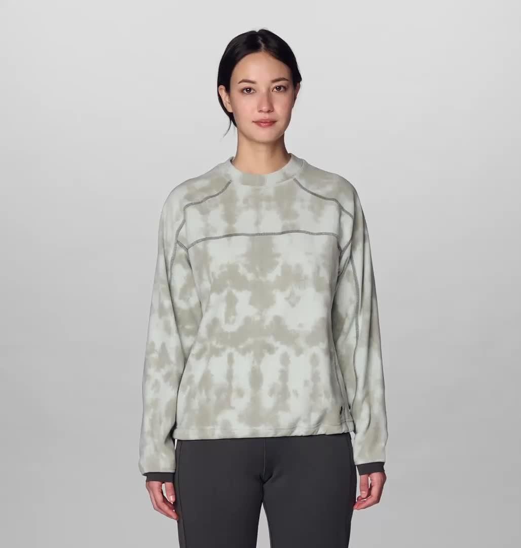Women's Microchill Pullover Crew, Color: Gamma Grey Shadowdye Print