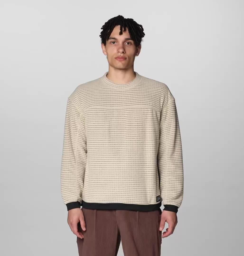 Men's Summit Grid Big Grid Pullover Crew, Color: Fossil
