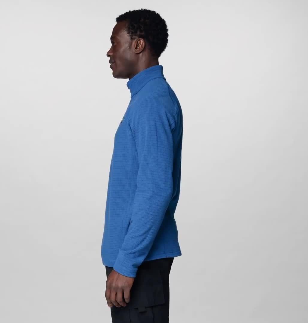 Men's Summit Grid Half Zip, Color: Berry Blue